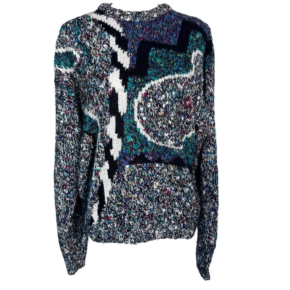 CONCRETE MIX Mens Medium Vintage 90s Multi Color Abstract Geometric Knit Sweater